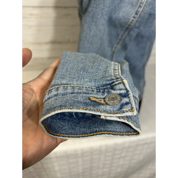 LEVIS LEVI'S SMALL Womens Blue Jean Denim Trucker JACKET Coat 90's Style vtg. - Picture 7 of 16